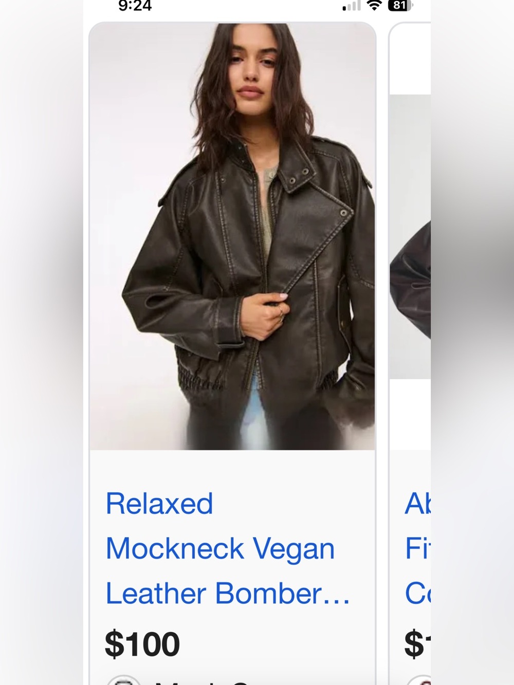 Abercrombie & Fitch Relaxed Mockneck Vegan Leather Bomber Jacket - vintage brown - Picture 3 of 9